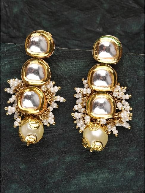 Sabyasachi Inspired Gold Plated Kundan Polki Earrings