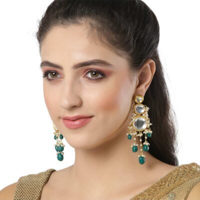 Gold Plated Kundan Work Earrings