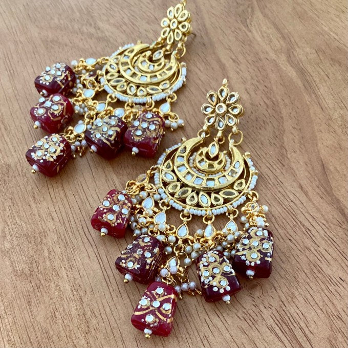 Traditional Kundan Earrings - Image 2