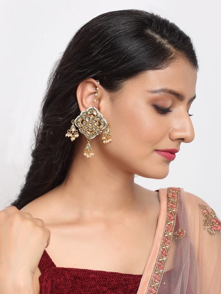 Gold Plated Kundan Earring - Image 2