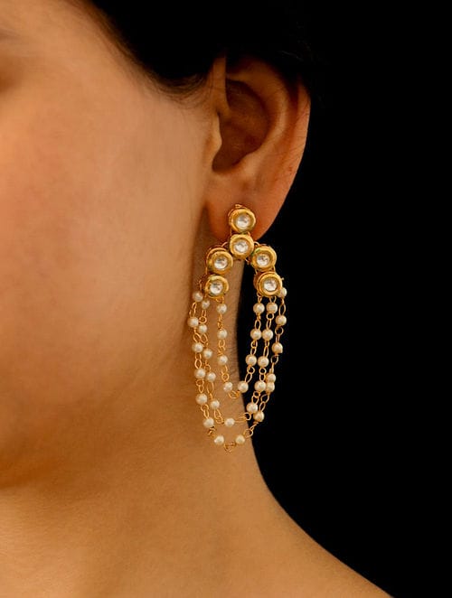 Gold Plated Kundan Earring - Image 2
