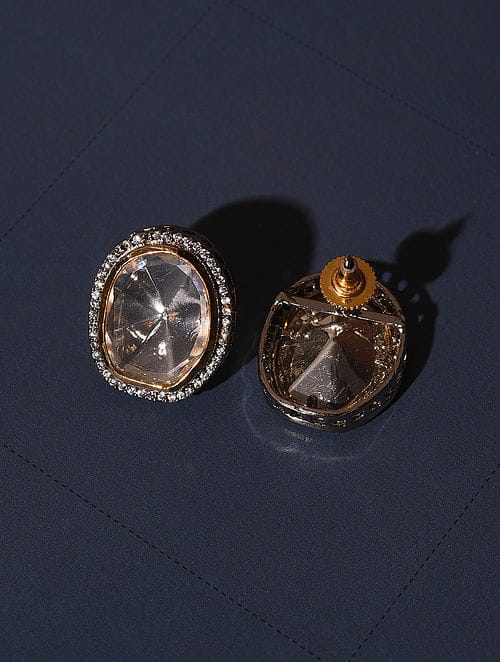 Beautiful Silver Plated Polki Earrings - Image 3