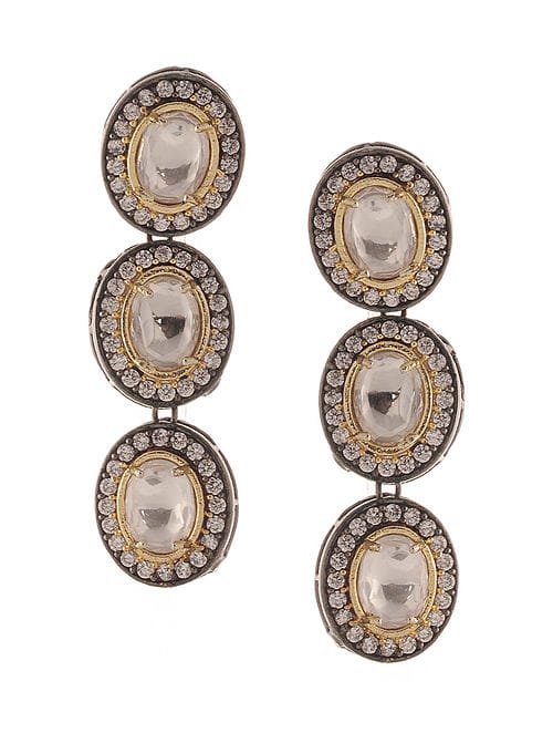 Beautiful Silver Plated Polki Earrings
