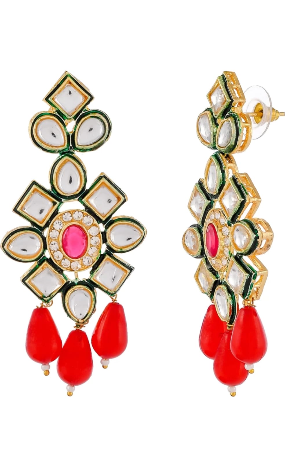 Gold Plated Statement Earrings - Image 2