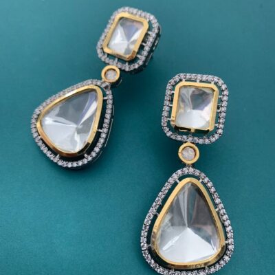 Victorian Uncut Polki Faux Diamond Earring