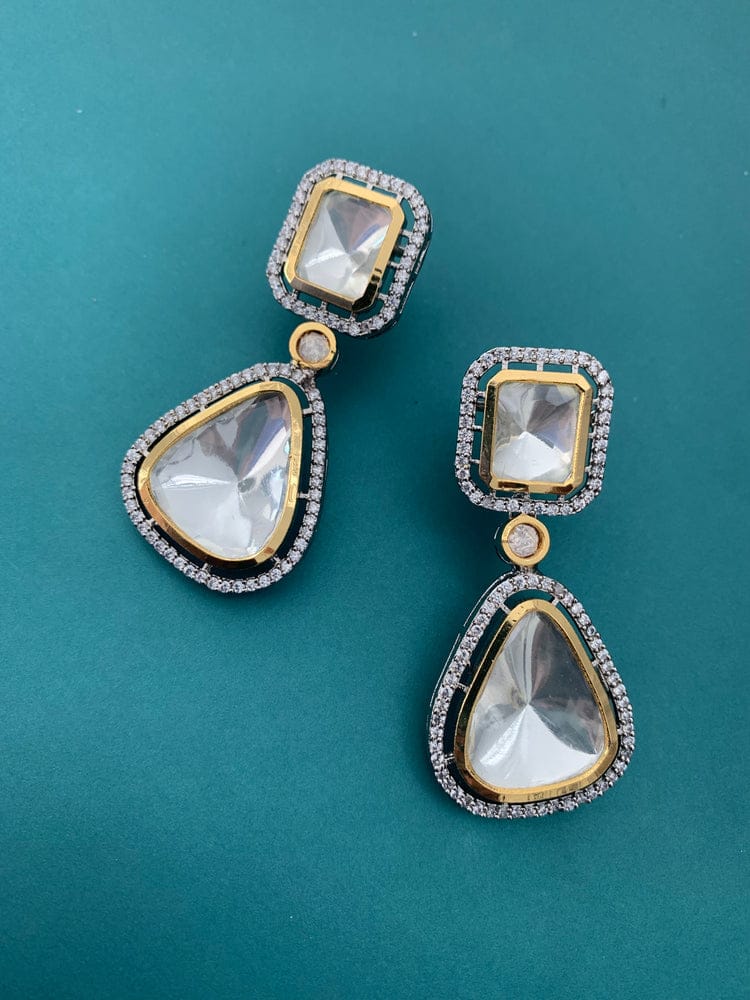 Victorian Uncut Polki Faux Diamond Earring - Image 2