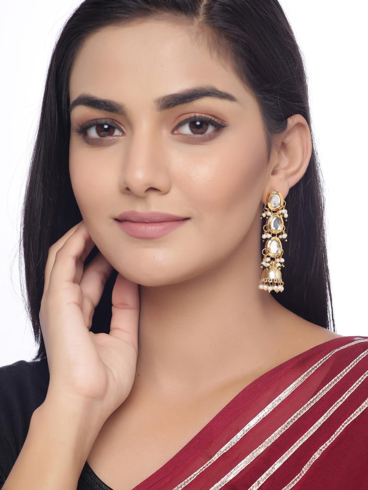 Gold Plated Statement Earrings - Image 2
