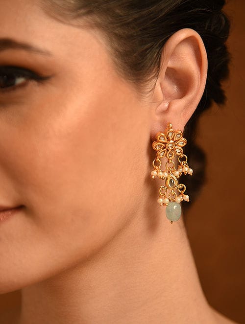 Gold Plated Statement Earrings - Image 2