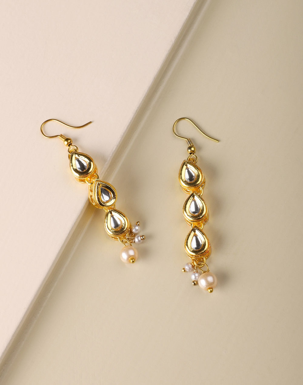 Dangler Earrings With Kundan Work In Mix Metal