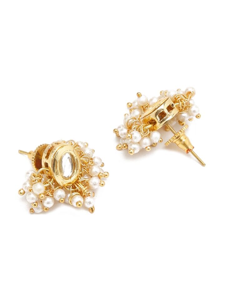 Dangler Earrings With Kundan Work In Mix Metal - Image 3