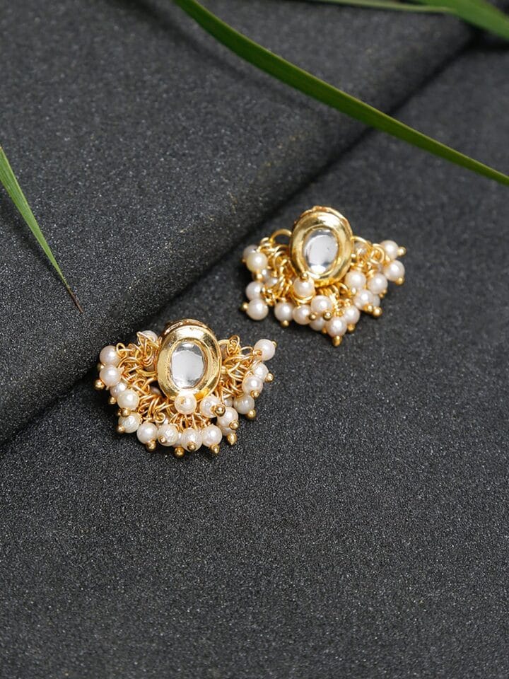 Dangler Earrings With Kundan Work In Mix Metal