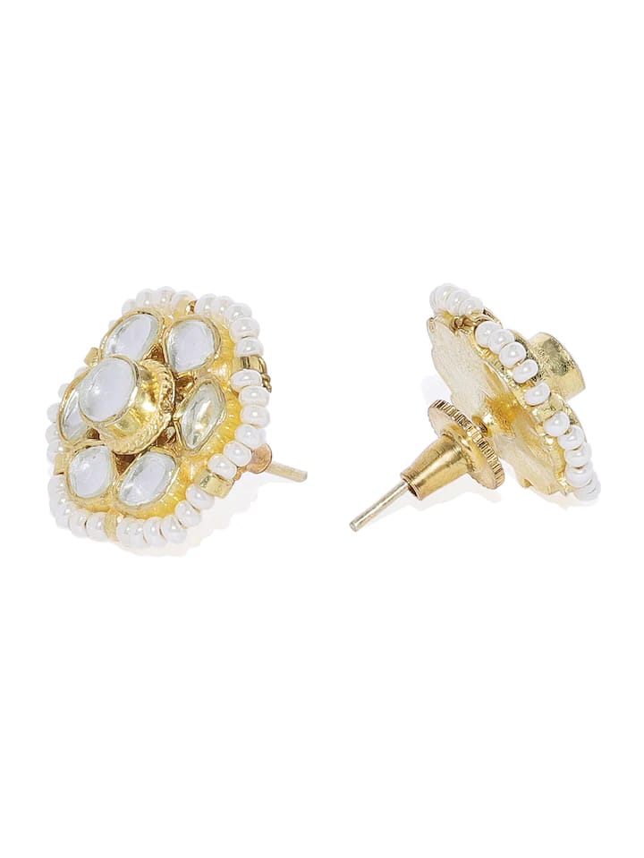 Gold Plated Traditional Jadau Kundan Earrings - Image 3