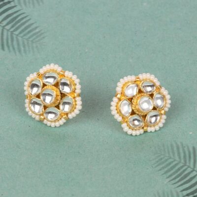 Gold Plated Traditional Jadau Kundan Earrings