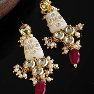 Gold Plated Traditional Jadau Kundan Earrings