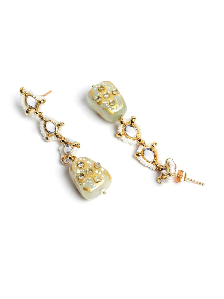 Gold Plated Traditional Jadau Kundan Earrings - Image 4