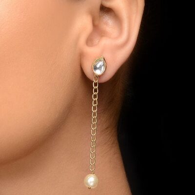 Gold Plated Traditional Jadau Kundan Earrings