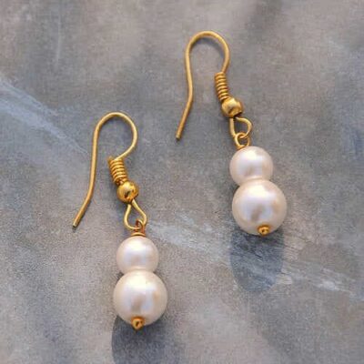 White Pearl Drop Earrings