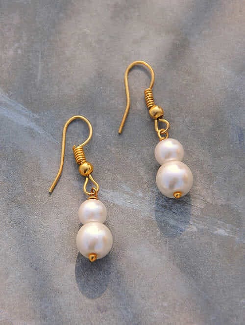 White Pearl Drop Earrings