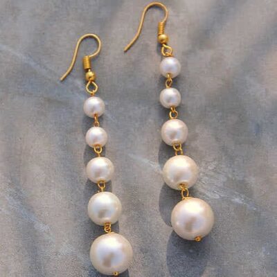 White Pearl Drop Earrings