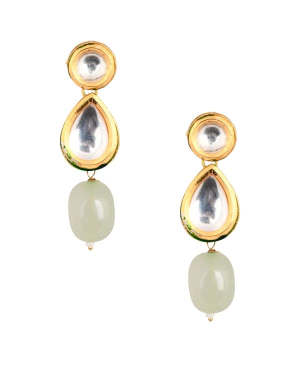 Gold Plated Embellished Kundan Bead Earrings - Image 4