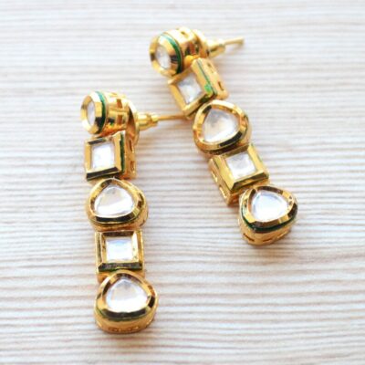 Gold Plated Traditional Jadau Kundan Earrings