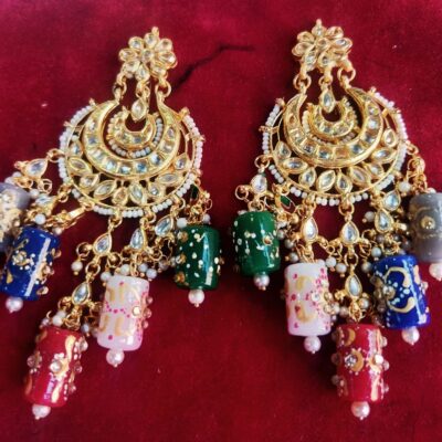 Gold Plated Traditional Jadau Kundan Earrings