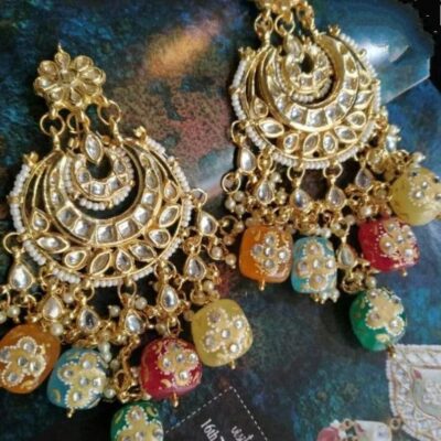 Gold Plated Traditional Jadau Kundan Earrings