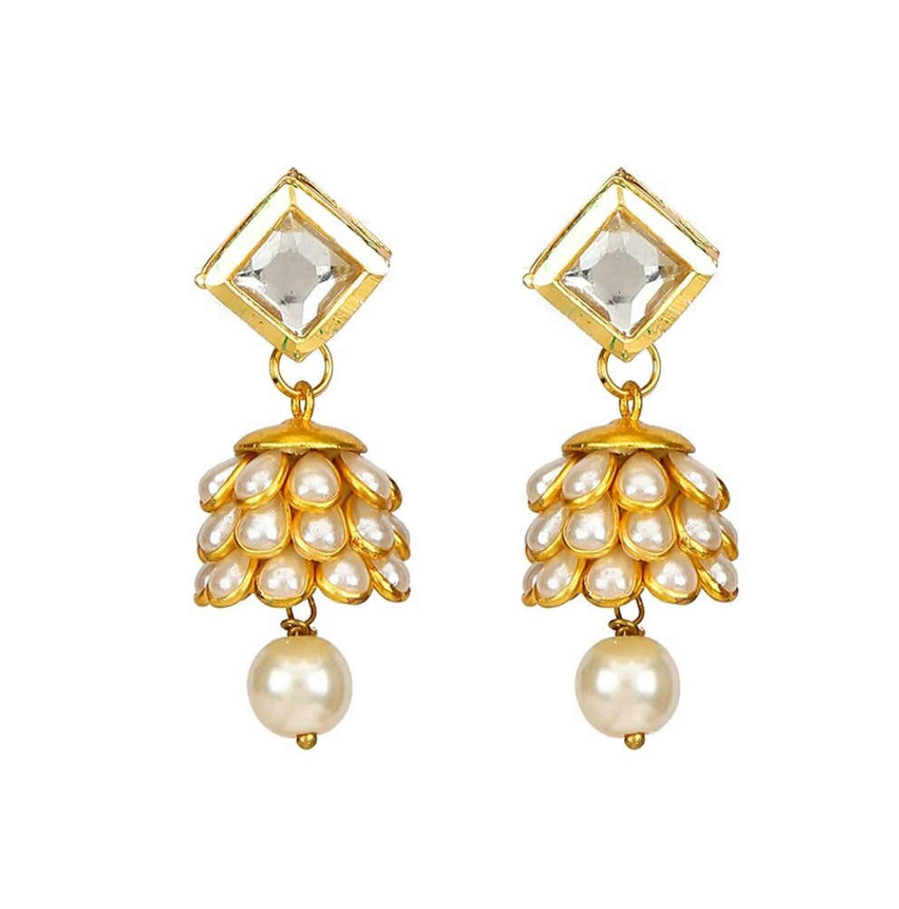 Gold Plated Traditional Jadau Kundan Earrings