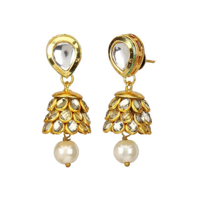Gold Plated Traditional Jadau Kundan Earrings