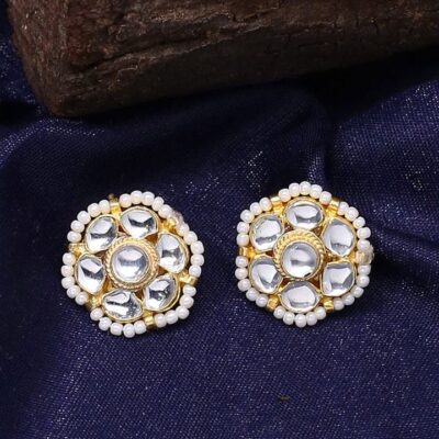 Gold Plated Traditional Jadau Kundan Earrings