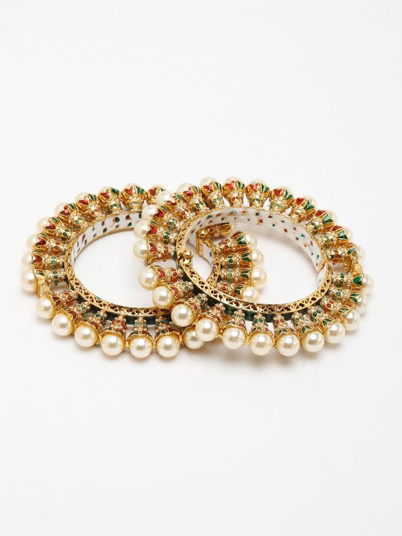 Beautiful Rajwadi Jadau Kundan Bangle Kada - Image 3