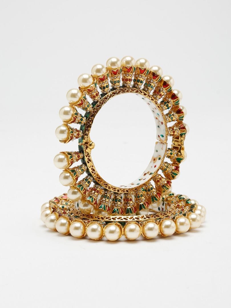 Beautiful Rajwadi Jadau Kundan Bangle Kada - Image 4