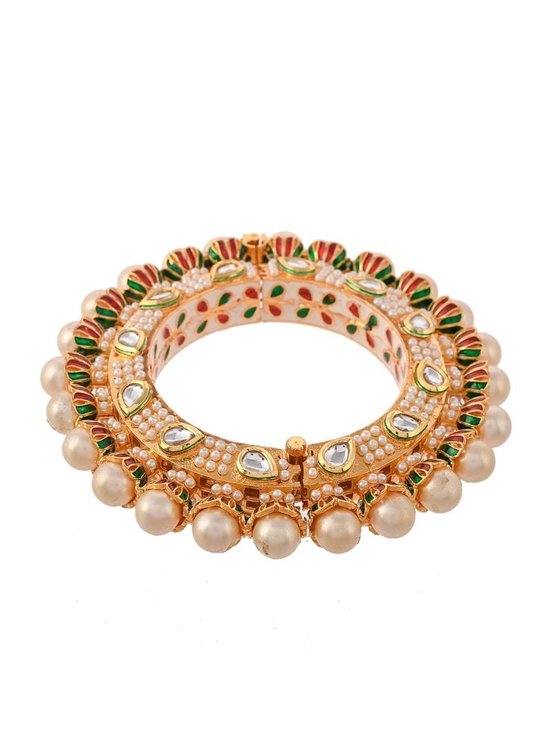Beautiful Rajwadi Jadau Kundan Bangle Kada - Image 5