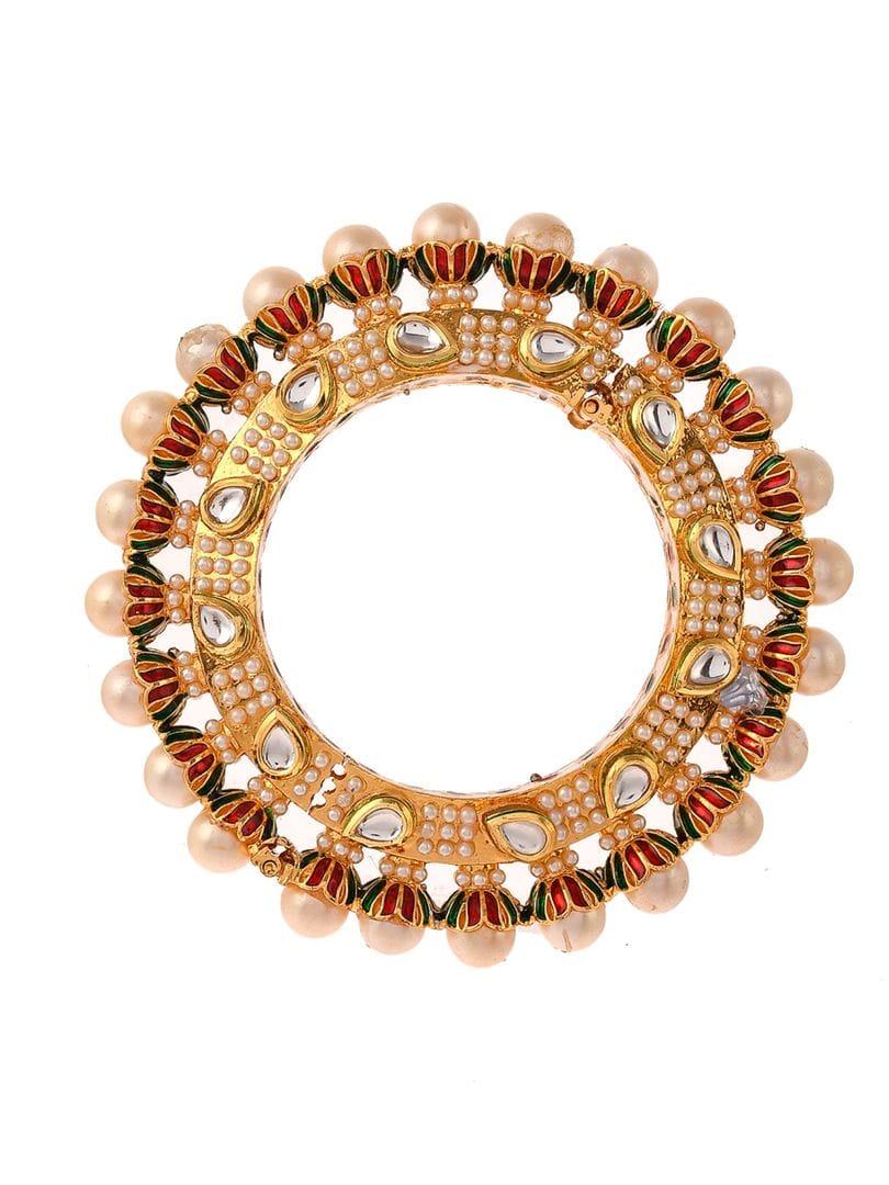 Beautiful Rajwadi Jadau Kundan Bangle Kada - Image 3
