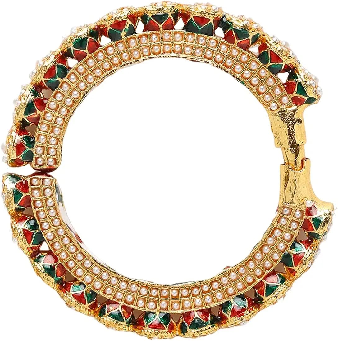 Beautiful Rajwadi Jadau Kundan Bangle Kada - Image 4