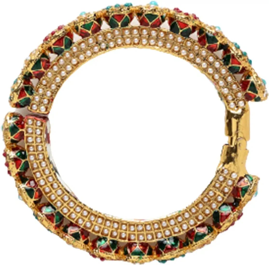 Beautiful Rajwadi Jadau Kundan Bangle Kada - Image 3