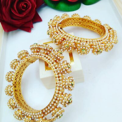 Royal Jadau Rajwadi Kada Bangles with Kundan Stones