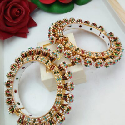 Royal Jadau Rajwadi Kada Bangles with Kundan Stones