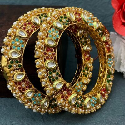 Royal Jadau Rajwadi Kada Bangles with Kundan Stones