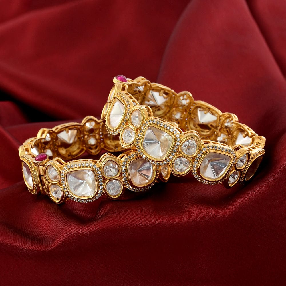 Victorian Two Tone Polki Bangles (Pack Of 1)