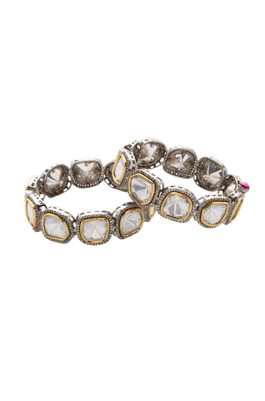 Victorian Two Tone Polki Bangles (Pack Of 1) - Image 5