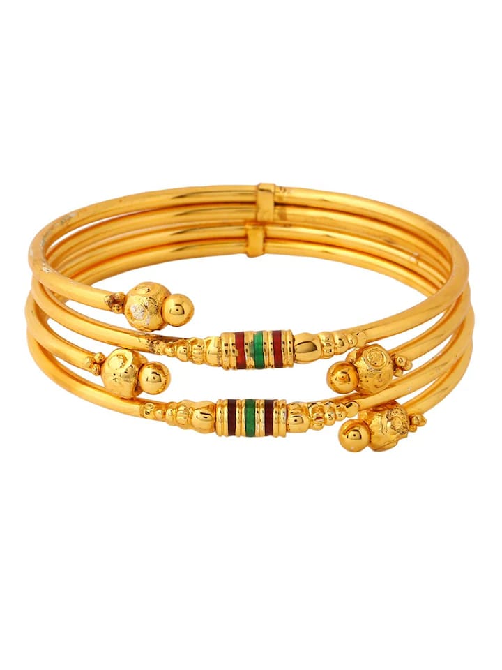 Gold Plated Bangle Chudi Meenakari Meena Work Kada Pack of 2 - Image 4