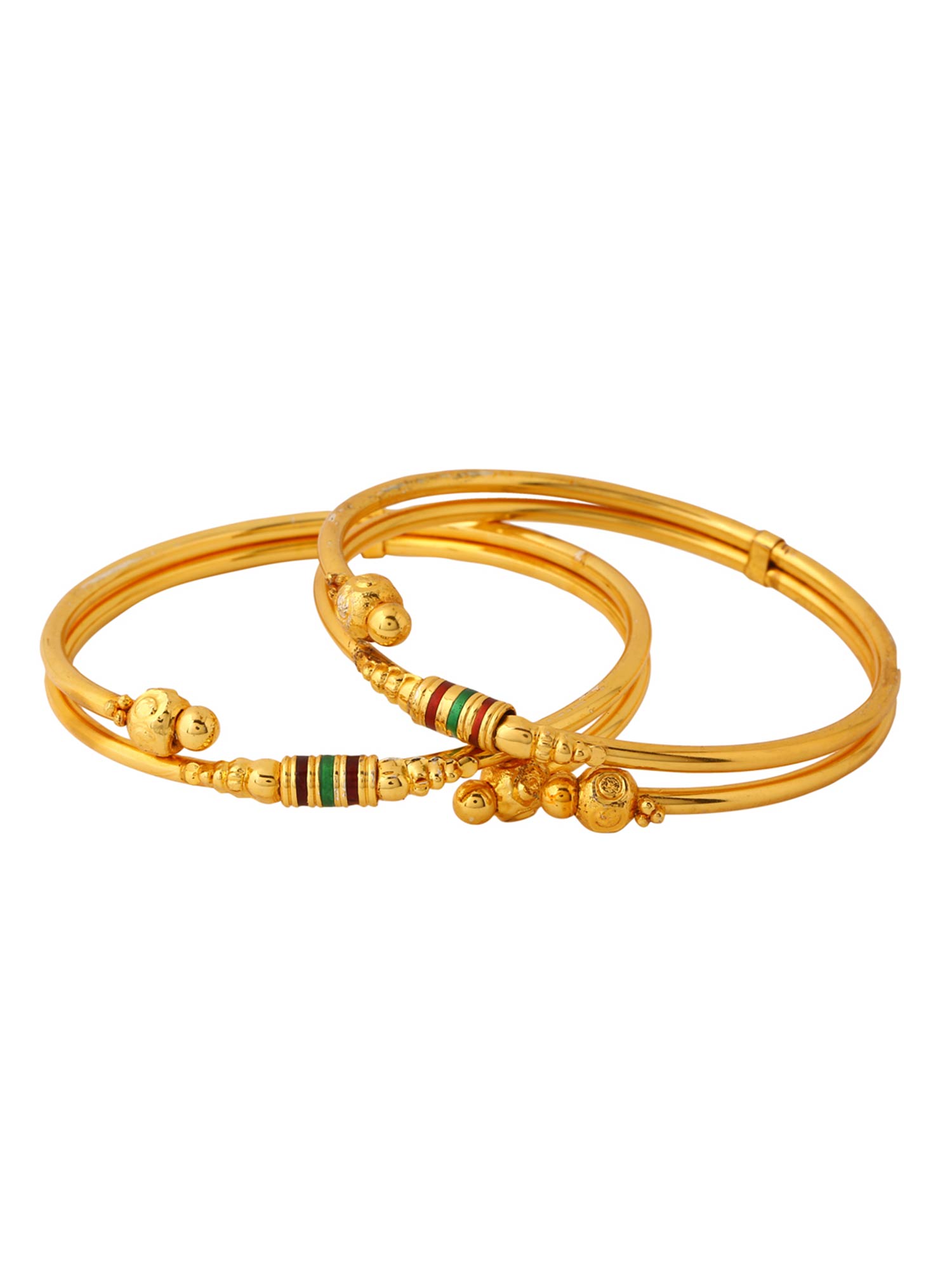 Gold Plated Bangle Chudi Meenakari Meena Work Kada Pack of 2 - Image 5