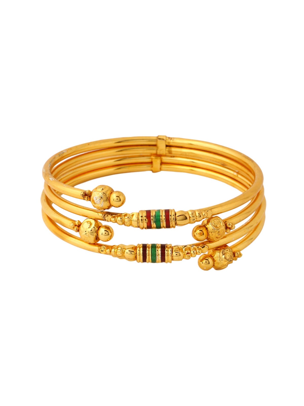 Gold Plated Bangle Chudi Meenakari Meena Work Kada Pack of 2 - Image 6