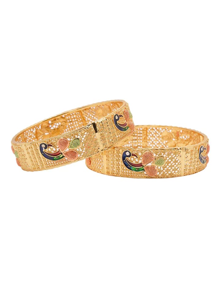 Stunning Partywear Gold Tone Bangles (Set Of 2) - Image 2