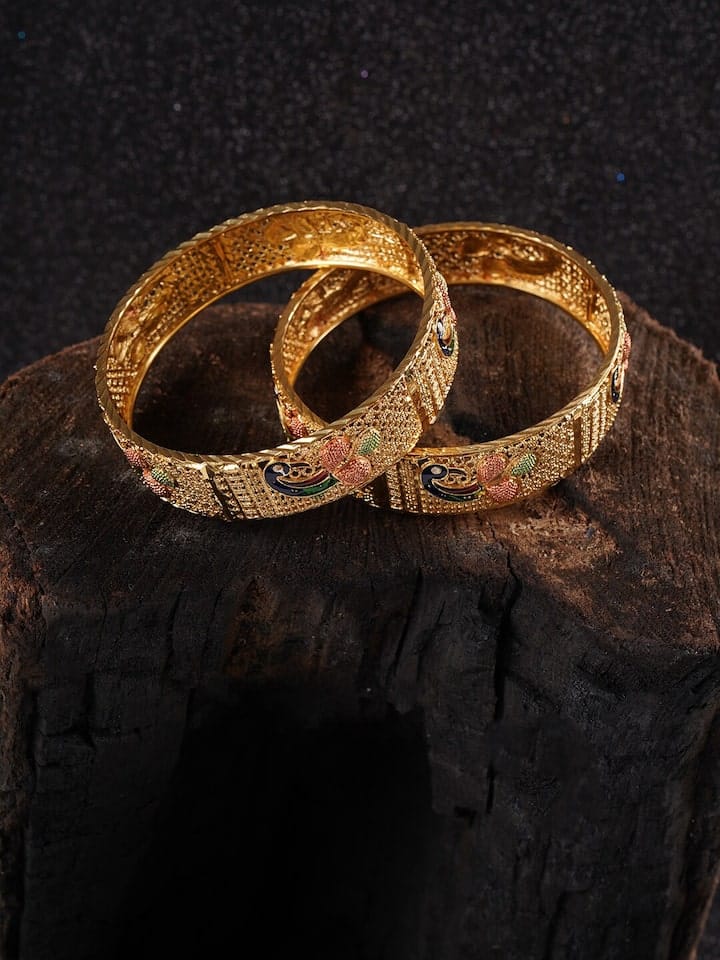Stunning Partywear Gold Tone Bangles (Set Of 2)
