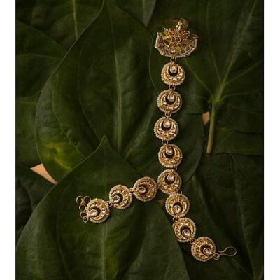 Gold Tone Adjustable Kundan Hathphool (Pack Of 2)