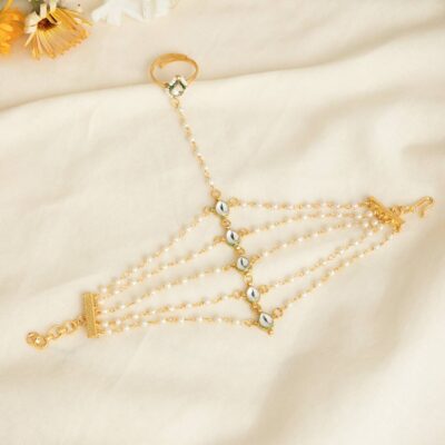 Gold Tone Adjustable Kundan Hathphool (Pack Of 2)