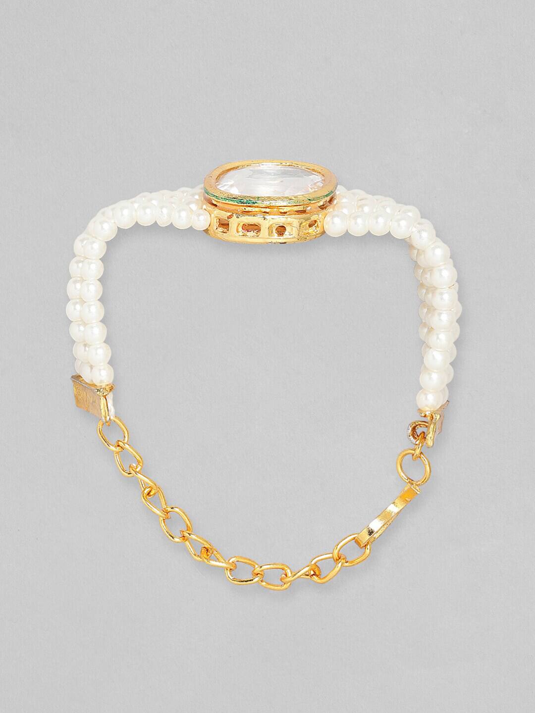 Gold Tone Adjustable Kundan Bracelet - Image 4