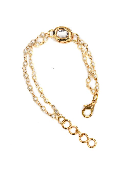 Gold Tone Adjustable Kundan Bracelet - Image 5